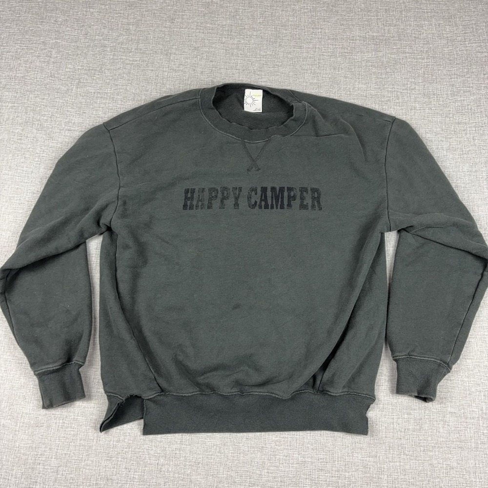 OFFLINE By Aerie Sweatshirt Womens XS Gray Happy Camper Crewneck Fleece Pullover